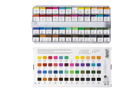 contenu boite aquarelle 48 couleurs - Peinture aquarelle – 10doigts.fr