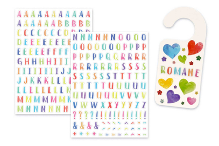 Gommettes lettres aquarelle (2 planches) - Gommettes Alphabet, messages – 10doigts.fr