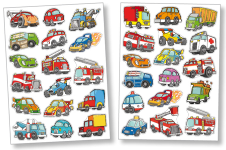 Gommettes voitures et camions - Gommettes Transports et Métiers – 10doigts.fr