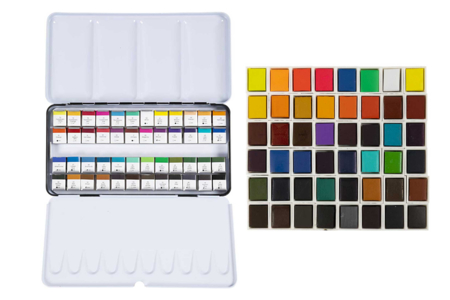 grande boite aquarelle demi-godets - Peinture aquarelle – 10doigts.fr