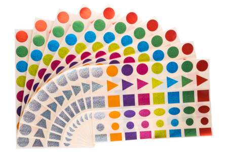grandes gommettes géométriques brillantes - Gommettes formes assorties – 10doigts.fr