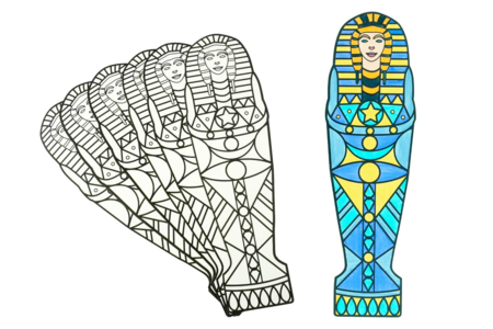 Grands sarcophages à colorier - 6 pièces - Formes et dessins à colorier – 10doigts.fr