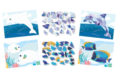 Kit tableaux stickers au numéro A5 animaux marins - 2 pcs - Kits animaux et nature – 10doigts.fr