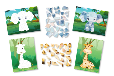 Kit tableaux stickers au numéro A5 éléphant et girafe - 2 pcs - Kits animaux et nature – 10doigts.fr