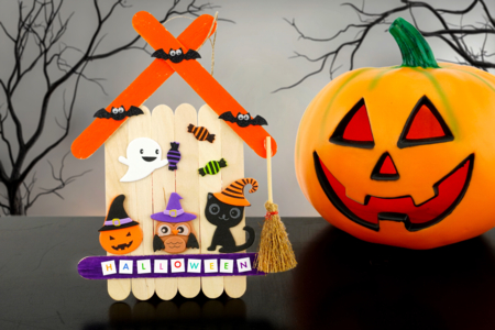 maison halloween bâtonnets - Activités manuelles Halloween – 10doigts.fr