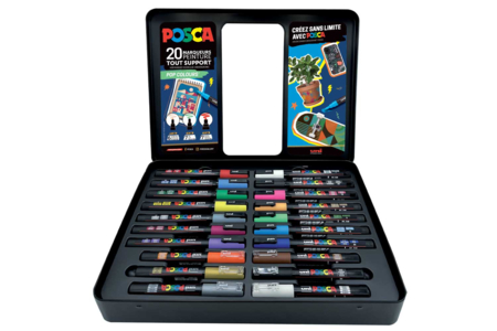 Mallette POSCA Pop colours- 20 feutres - Marqueurs POSCA – 10doigts.fr