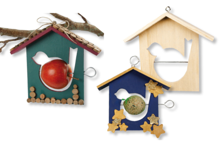 Mangeoire en bois pour oiseaux, à suspendre - Nichoirs, mangeoires en bois – 10doigts.fr