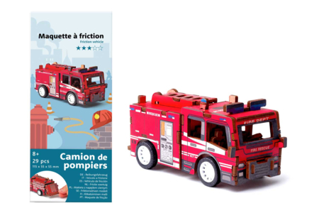 Maquette véhicule à friction - Pompier - Maquettes en bois – 10doigts.fr