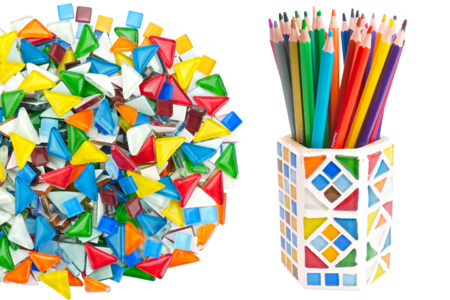 mix mosaiques triangles et carrés - Mosaïques en verre – 10doigts.fr