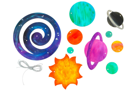 mobile système solaire - Suspensions décoratives en bois – 10doigts.fr