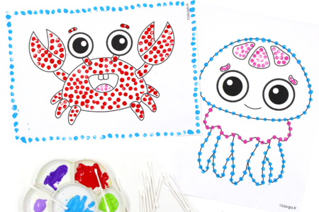 Modèle Ocean peinture coton tige - Activités manuelles peinture – 10doigts.fr