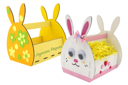 Panier lapin bois paques - Paniers en bois – 10doigts.fr