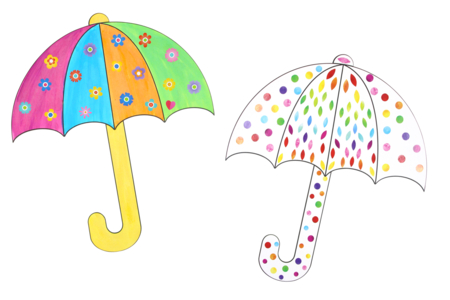 parapluie en papier - Formes et dessins à colorier – 10doigts.fr