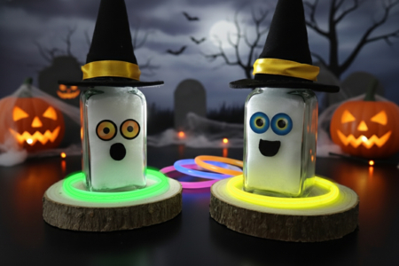 personnages lumineux halloween DIY enfants - Activités manuelles Halloween – 10doigts.fr