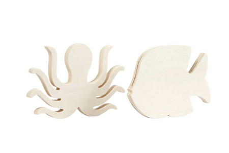 pieuvre et poisson en bois - Animaux en bois – 10doigts.fr