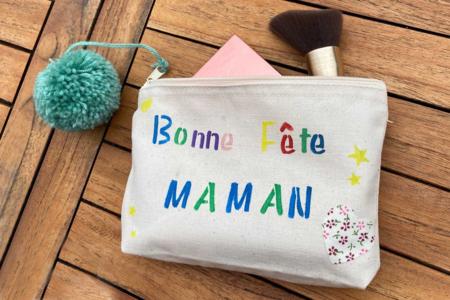 Pochette en coton feutres et pochoirs - Coton, lin - Textiles – 10doigts.fr
