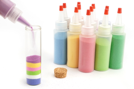 sables colorés bouteille en verre - Activités manuelles animaux – 10doigts.fr