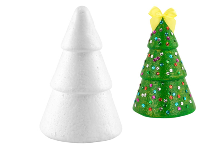 Sapin en polystyrène 20 cm  - Formes de fêtes - Polystyrène – 10doigts.fr