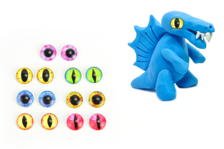 Set de 14 yeux d'animaux en verre (7x2) - Yeux mobiles – 10doigts.fr