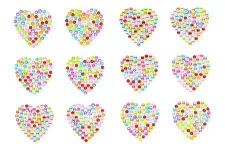 Set de 2 planches de strass adhesif en forme de cœur  - Strass autocollants – 10doigts.fr