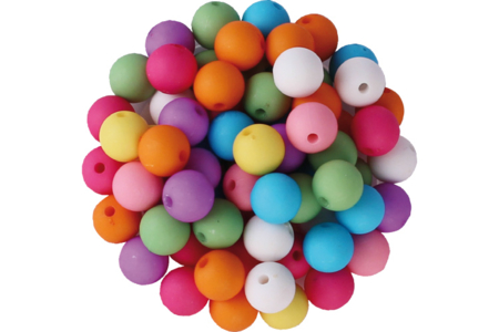 Set de 80 perles rondes en acrylique, 8 couleurs assorties - Perles Acrylique – 10doigts.fr