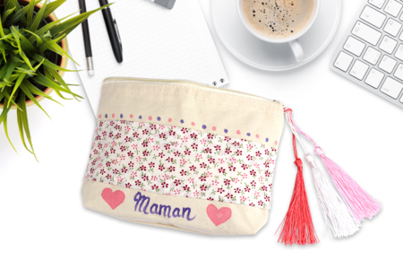 Pochette en coton, fermeture zippée - 19 x 13,5 cm - Coton, lin - Textiles – 10doigts.fr