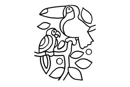 Coloriage Toucan et perroquet 01 – 10doigts.fr