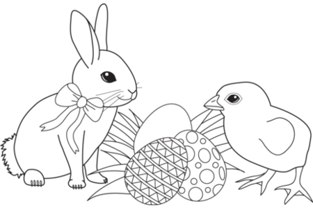 Coloriage Lapin et poussin 01 – 10doigts.fr