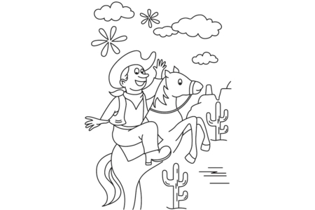 Coloriage Cowboy 05 – 10doigts.fr
