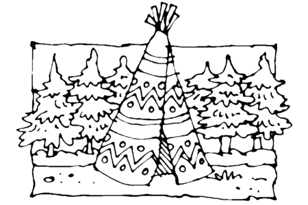 Coloriage Tente d'indien 01 – 10doigts.fr