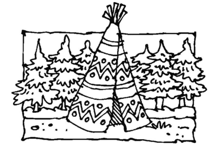 Coloriage Tente d'indien – 10doigts.fr