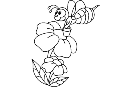 Coloriage Fleurs et abeille 01 – 10doigts.fr