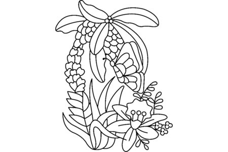 Coloriage Fleurs et papillons 06 – 10doigts.fr