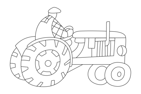 Coloriage Tracteur 01 – 10doigts.fr