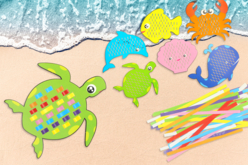 Kit cartes à tisser animaux marins - 6 cartes - Kits créatifs en Papier – 10doigts.fr