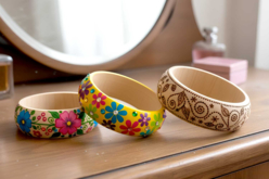 Bracelet en bois (ø 7cm) décorés - Bracelets - 10doigts.fr - 2