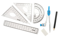compas règle rapporteur équerre - Accessoires de dessin - 10doigts.fr