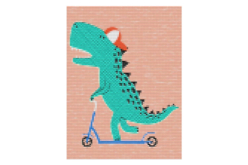 Kit diamond painting dino trotinette - 15 x 20 cm - Diamond Painting : Kit complet - 10doigts.fr - 2