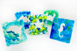 peinture marine bleue - Cadres en carton - 10doigts.fr