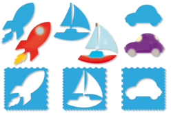 Pochoirs 10 DOIGTS 3 en 1 : VEHICULES - Pochoirs Transports et Métiers - 10doigts.fr