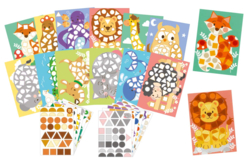 Tableau gommette enfant animaux facile - Kits créatifs gommettes - 10doigts.fr