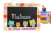 Ardoise Maitresse la plus chouette - Craies, tableaux, ardoises – 10doigts.fr