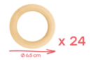 Anneaux en bois naturel ø 6,5 cm - 24 pièces - Perles Bois 05658 - 10doigts.fr