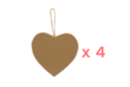 Coeurs en carton kraft epais - 4 coeurs - Guirlandes et suspensions Noël 58799 - 10doigts.fr