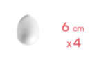 Oeufs en polystyrène 6 x 4 cm - 4 pièces - Oeufs de Pâques créatif - 10doigts.fr