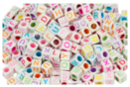 Perles cubiques alphabet multicolore - 280 perles - Bijoux messages - 10doigts.fr