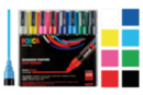 Posca PC5M pointe ogive moyenne (1,8 à 2,5 mm) - 8 couleurs vives - Marqueurs POSCA - 10doigts.fr