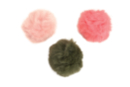 Pompons en fausse fourrure - couleurs rose clair, rose corail, kaki - Pompons - 10doigts.fr
