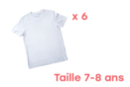 T-Shirt coton blanc 7/8 ans - 6 pcs - Coton, lin - Textiles 07412 - 10doigts.fr