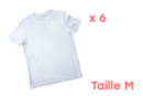 T-Shirt coton blanc Taille M - 6 pcs - Coton, lin - Textiles 07427 - 10doigts.fr